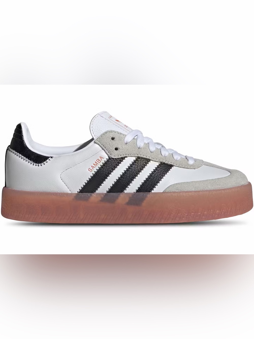 adidas Samba White Black Leather Sneaker with Gum Sole